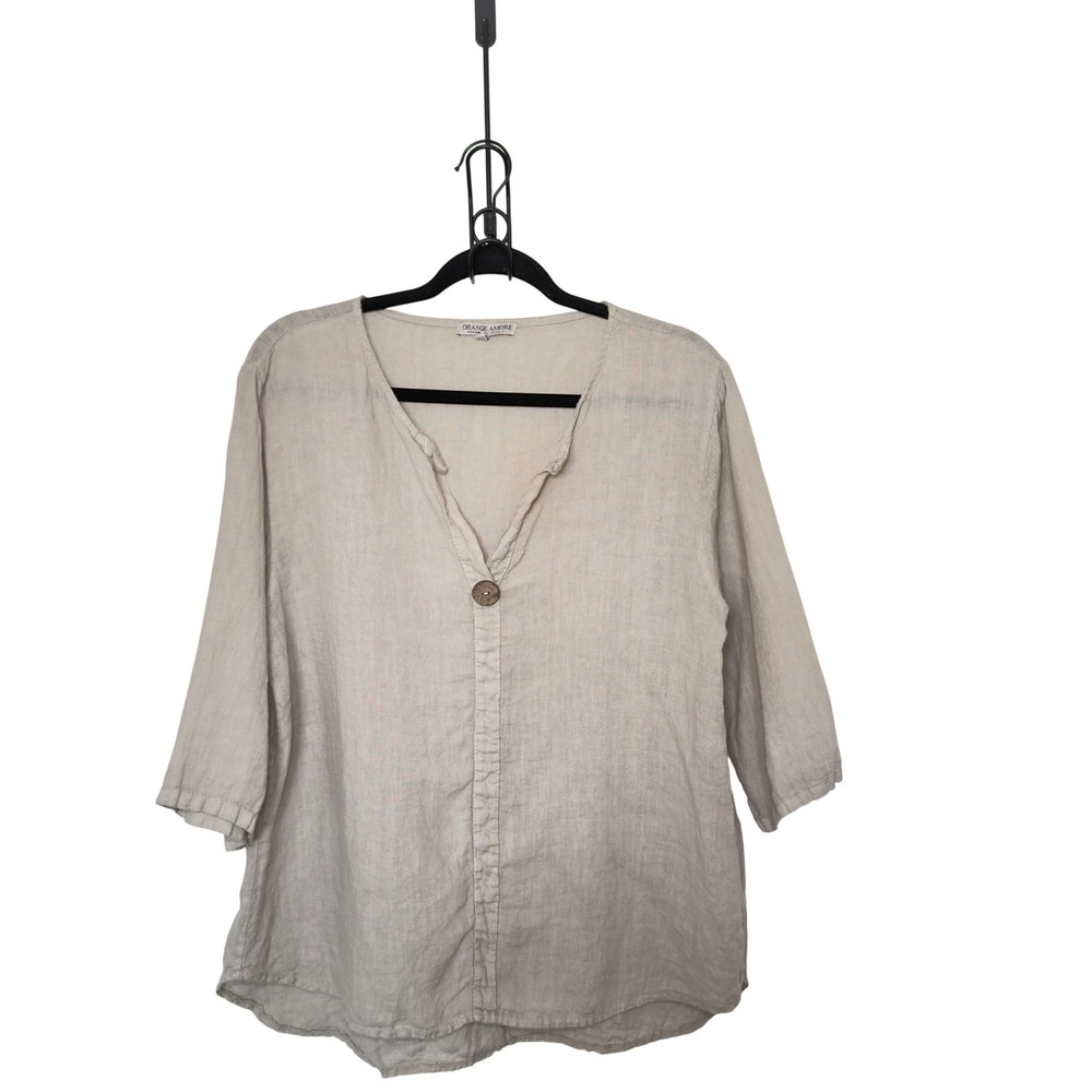 Orange Amore Made In Italy Small V Neck Top Langelook Old Money Cottagecore Top